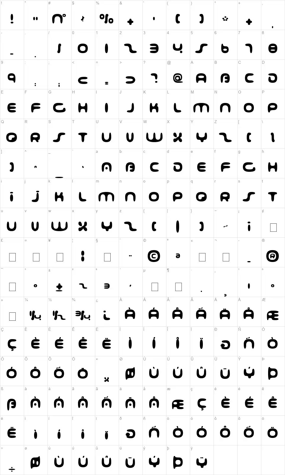 001 Interstellar Logfont character map