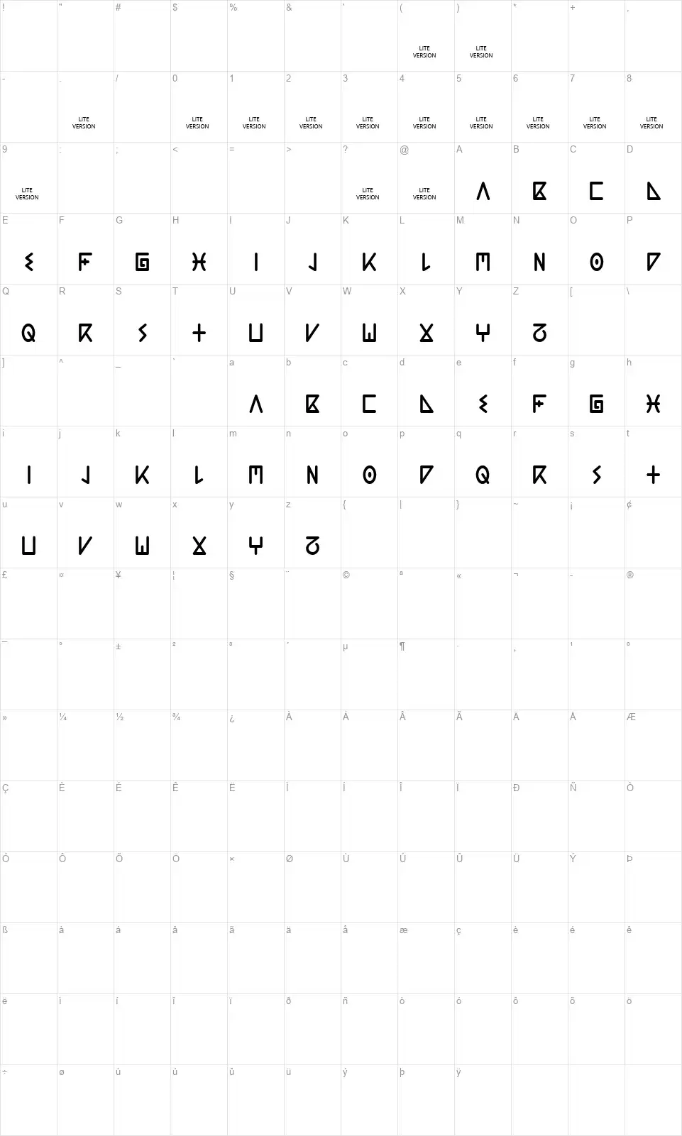 AC Guanchefont character map