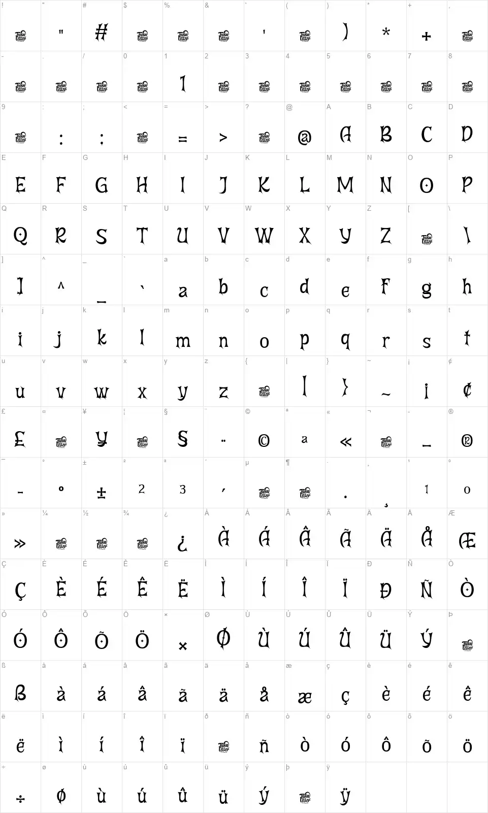 Age Of Taclmatfont character map