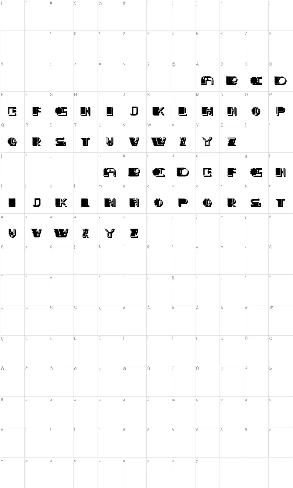 Assignationfont character map