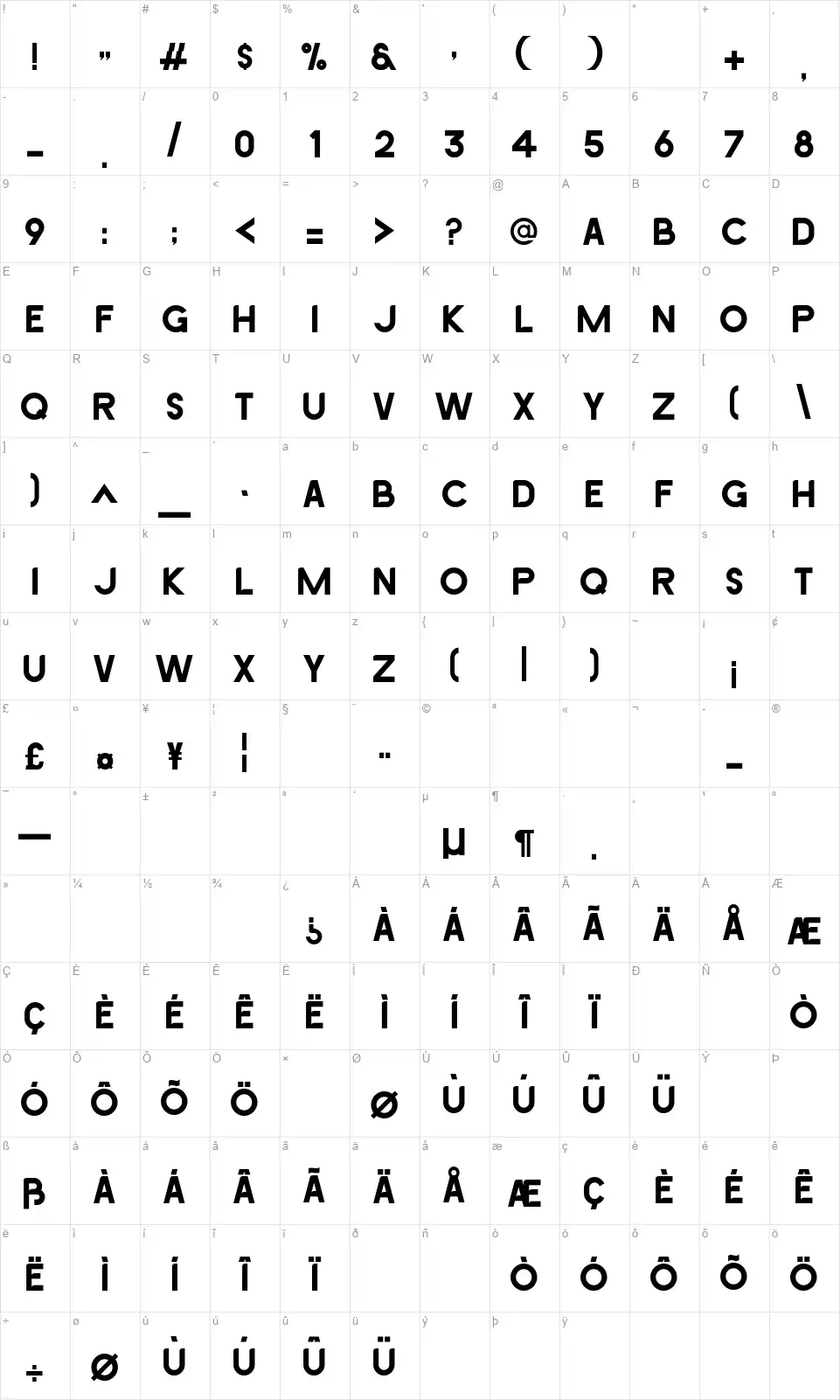 Avicennafont character map