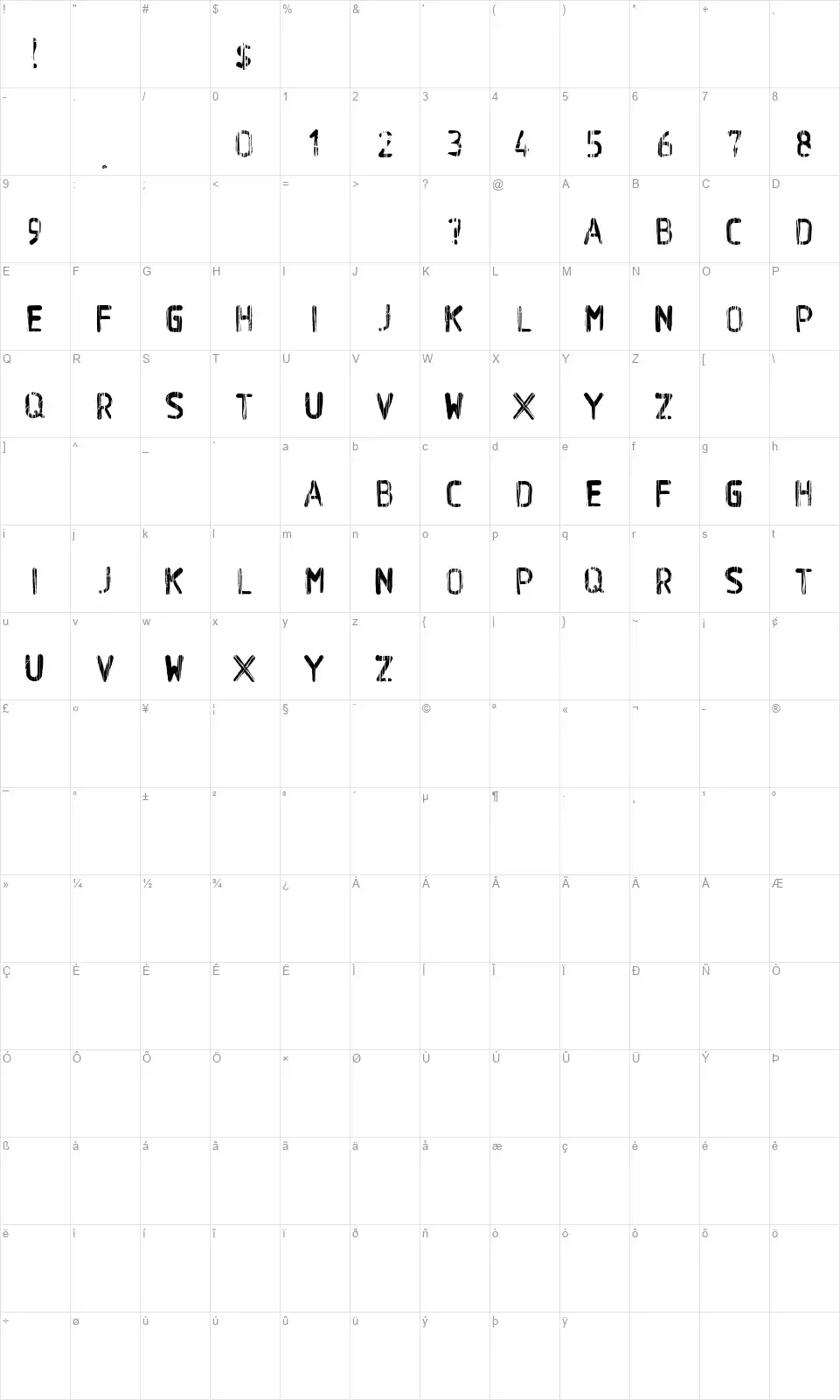 BA Wet Paintfont character map