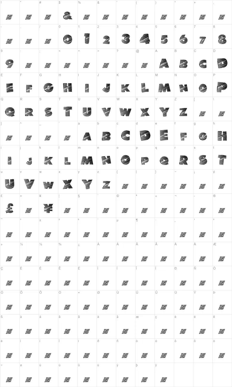 Banlieue Discofont character map