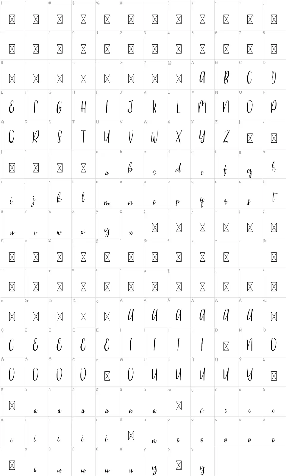 Because Of Youfont character map