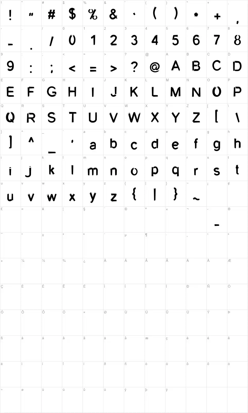 Better Ghostfont character map