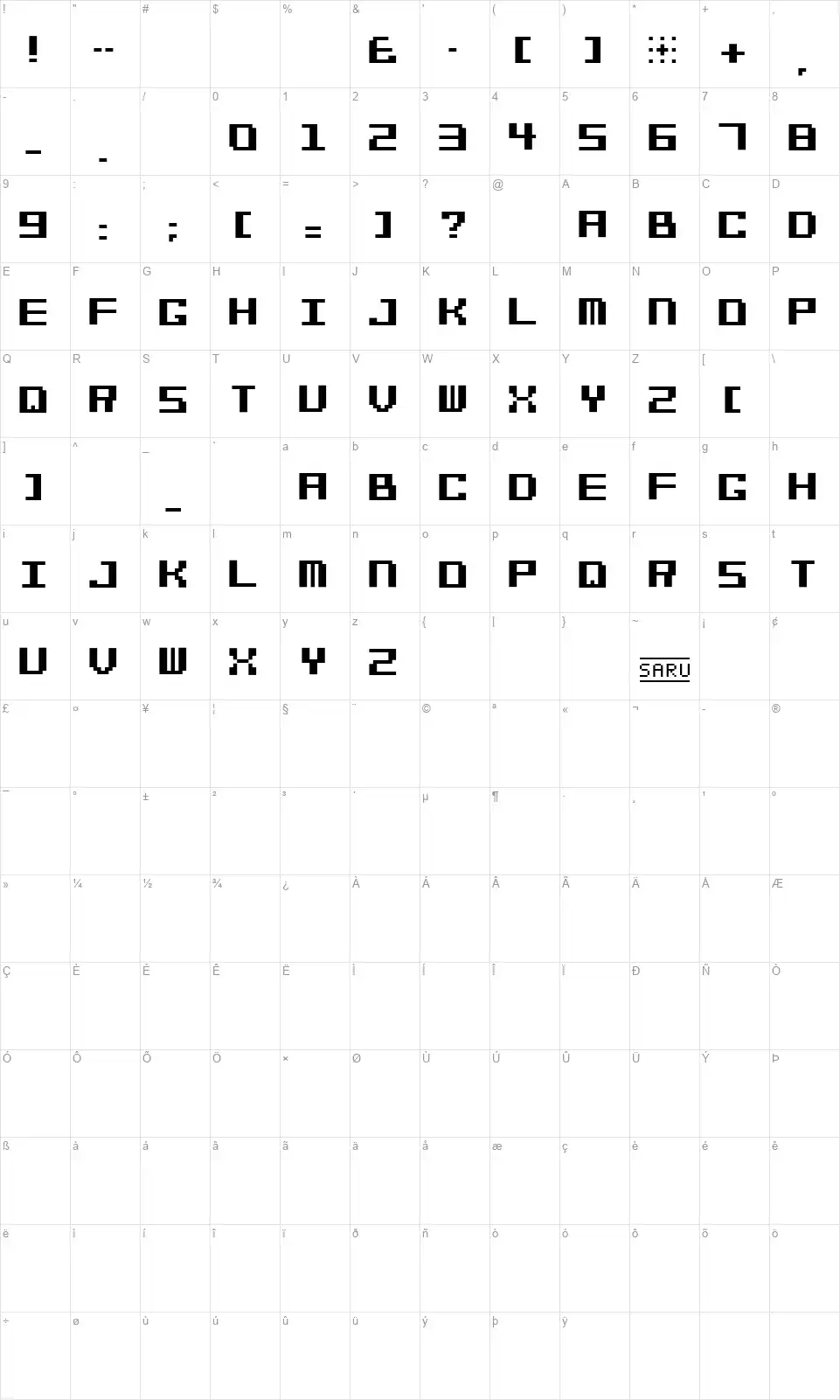 Bit Cheese 10font character map
