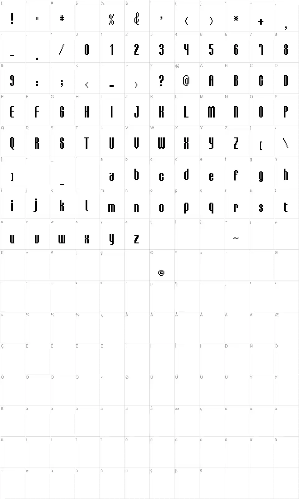 BM Delicofont character map