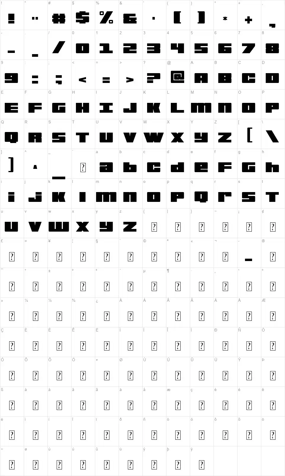Bold Killerfont character map