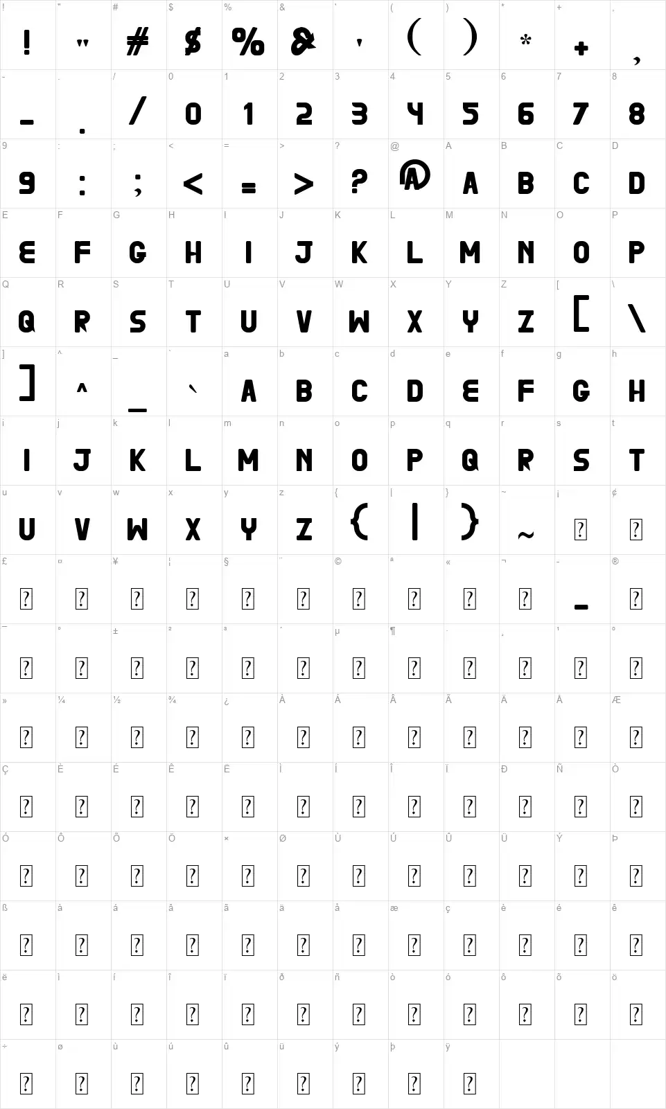 Brasoviafont character map