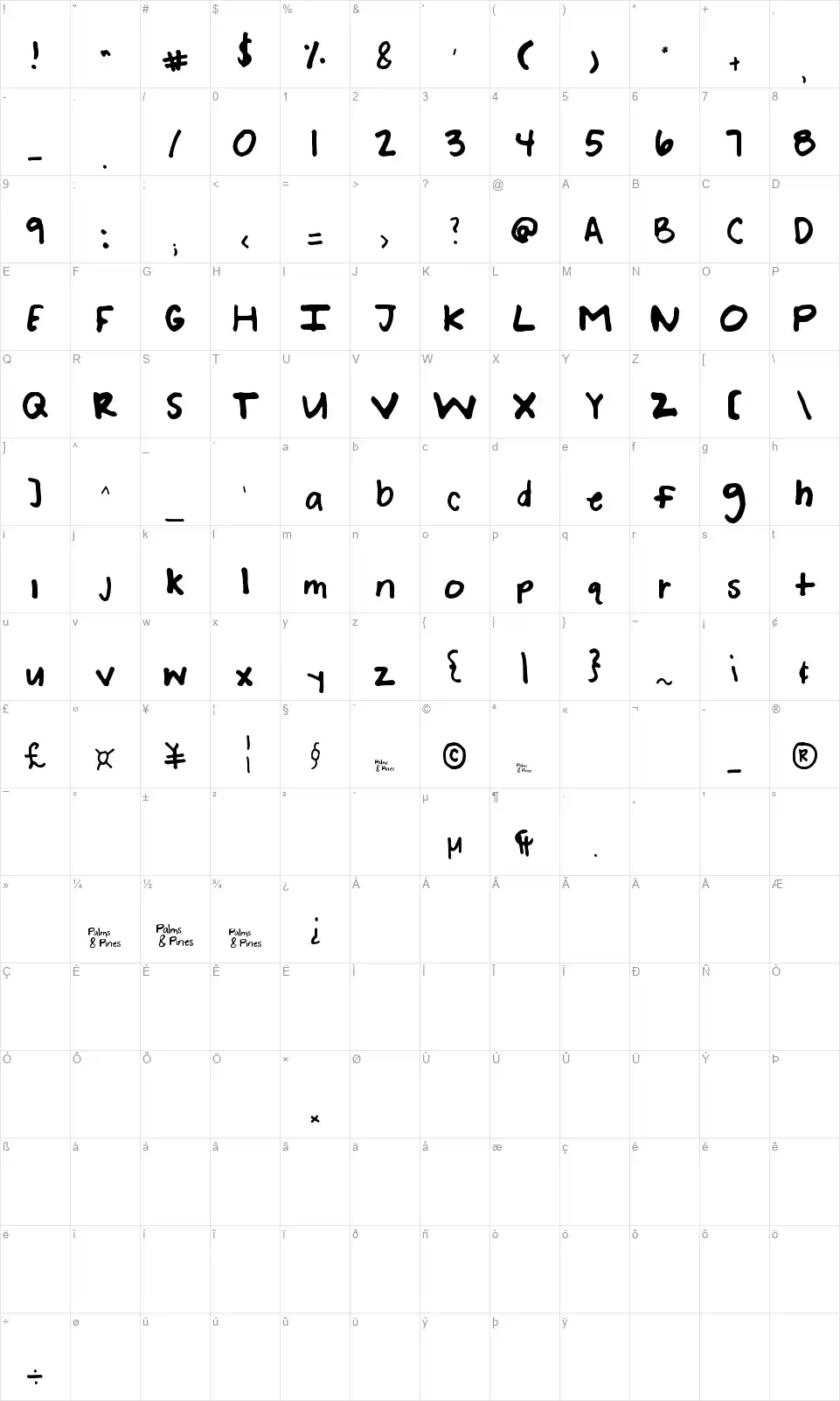 Bre Noellefont character map