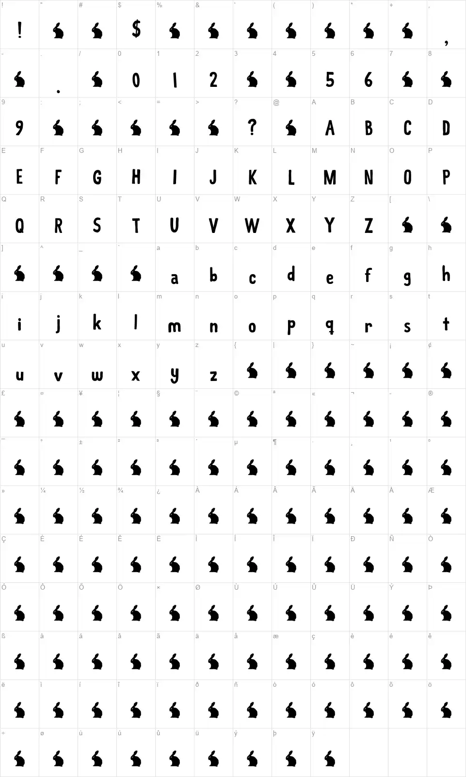 Brer Rabbitfont character map
