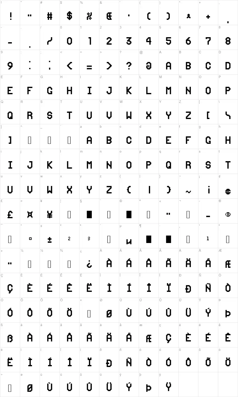 Browser Cyberlink Newfont character map