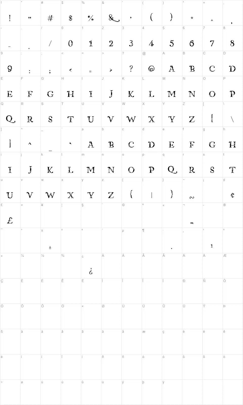 Bubble Beadsfont character map