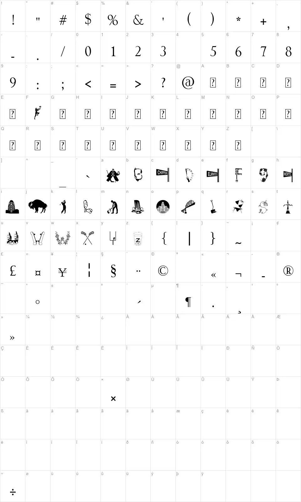 BuffalOfont character map