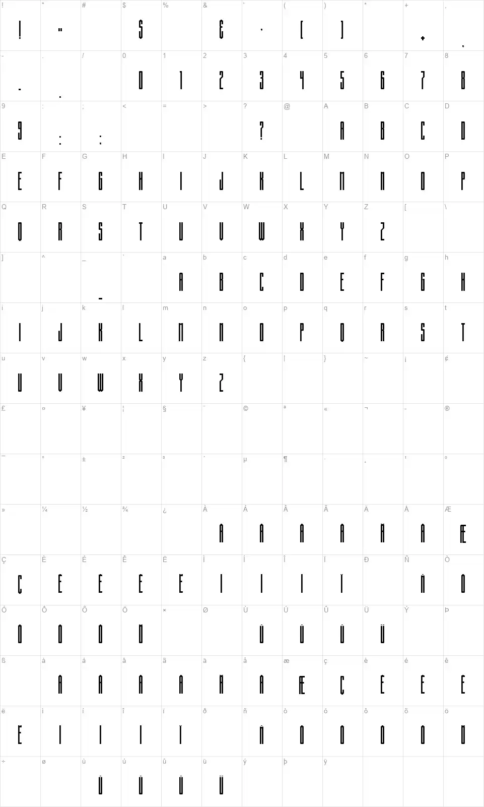 Building State Empirefont character map
