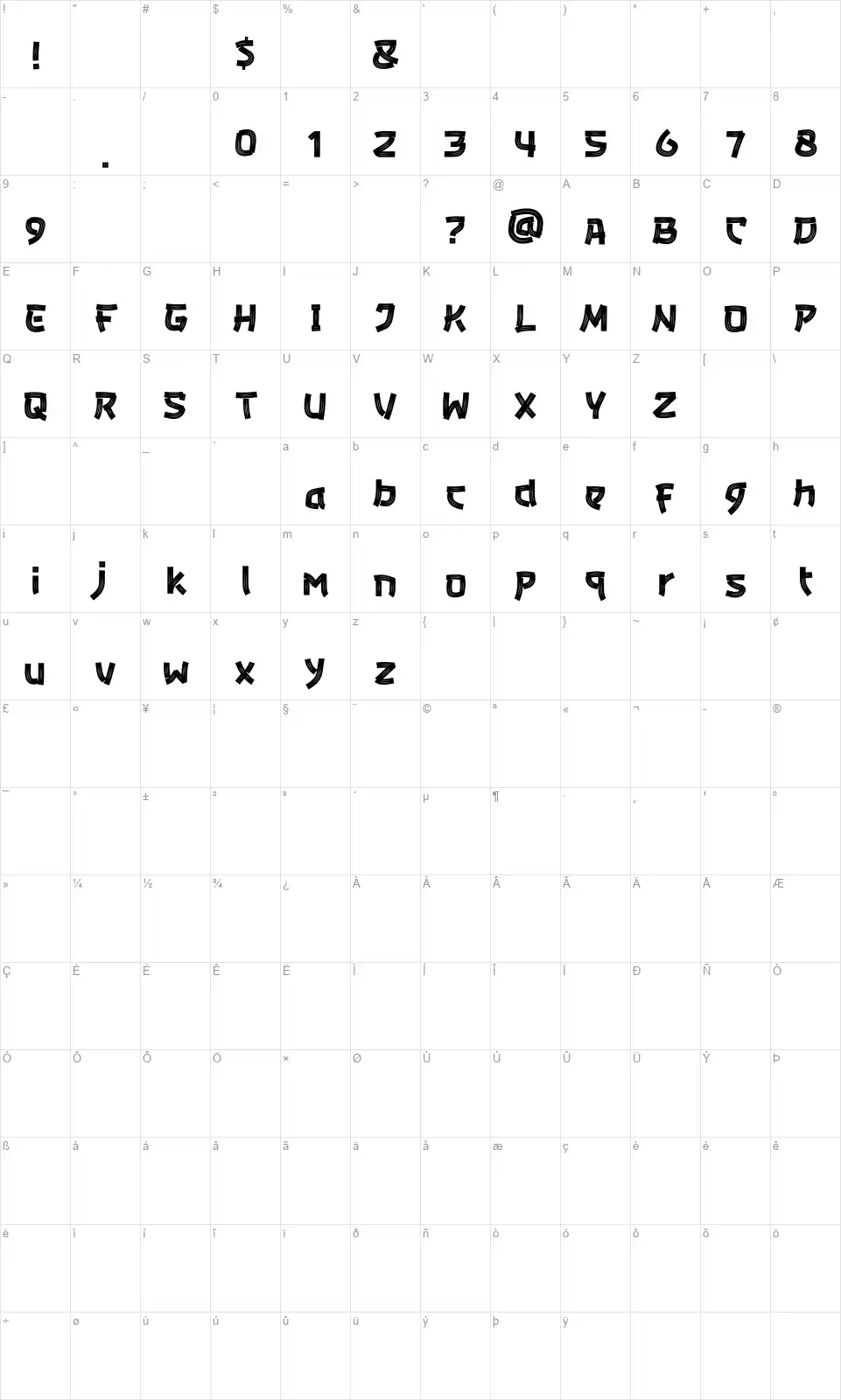 Bunkasai Карта Bunkasaifont character map