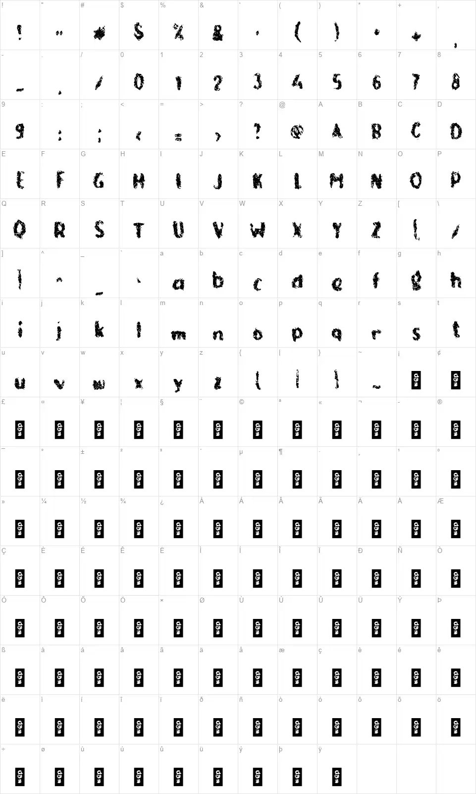 c Cukup Dinginfont character map