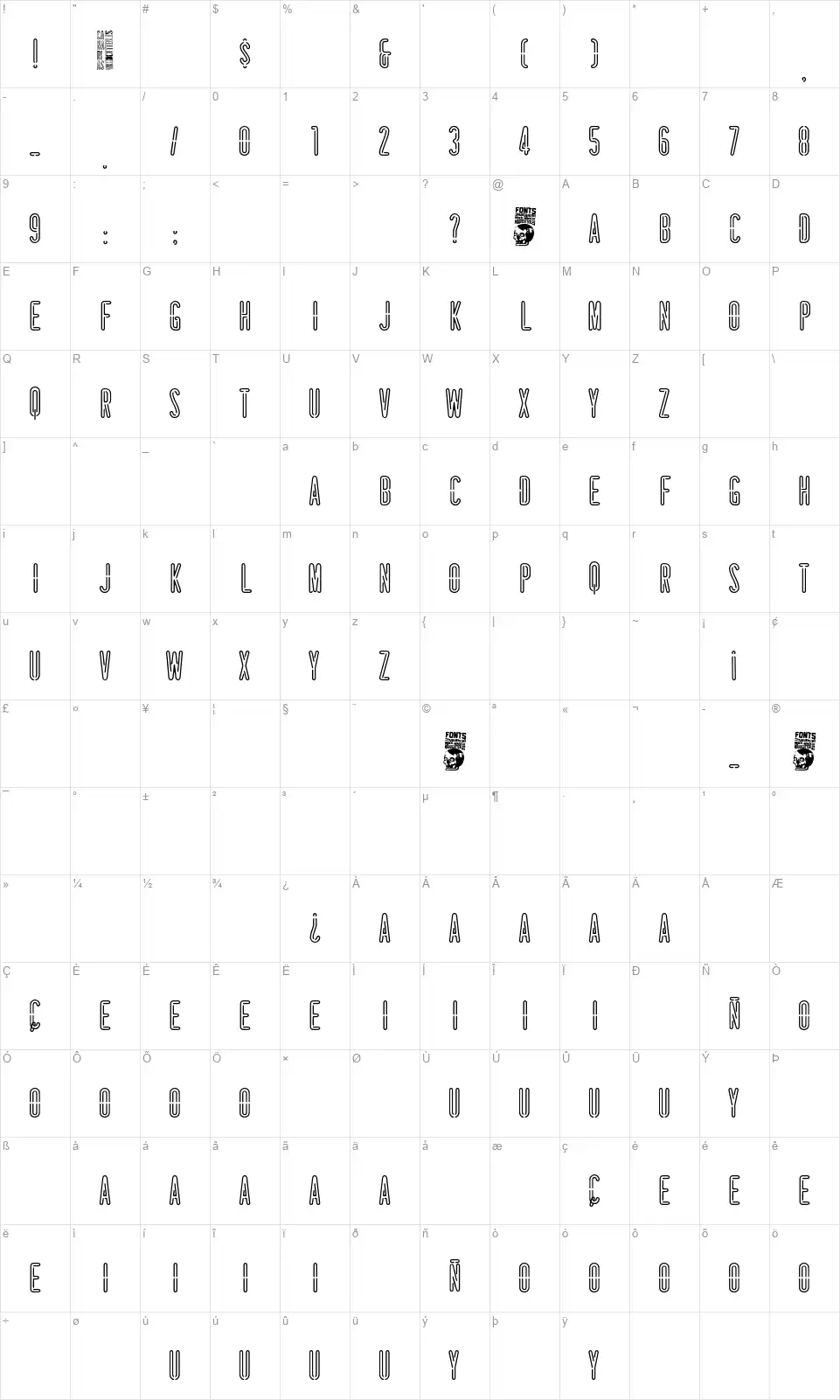 Canariasfont character map