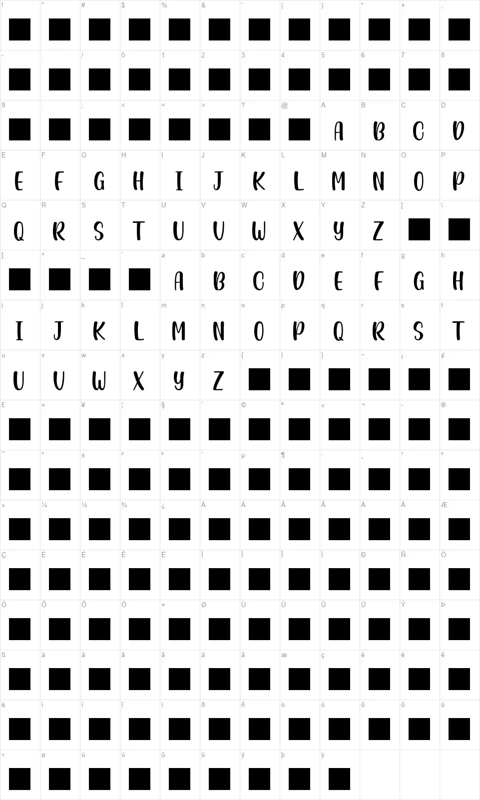 Casking Cream Sansfont character map