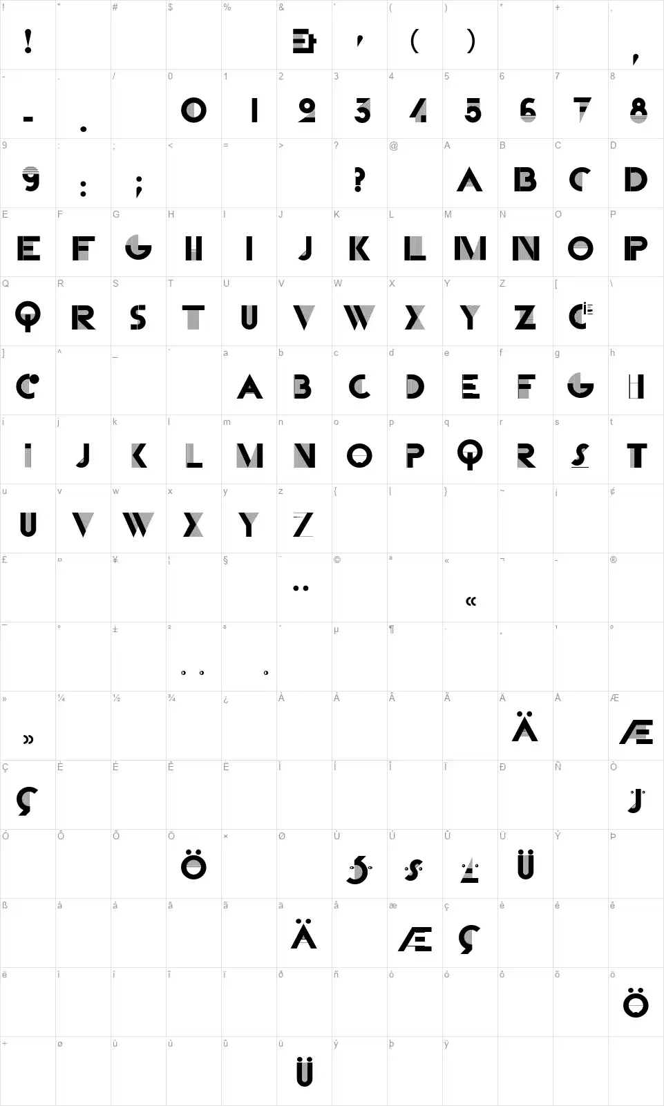 Cassandrafont character map
