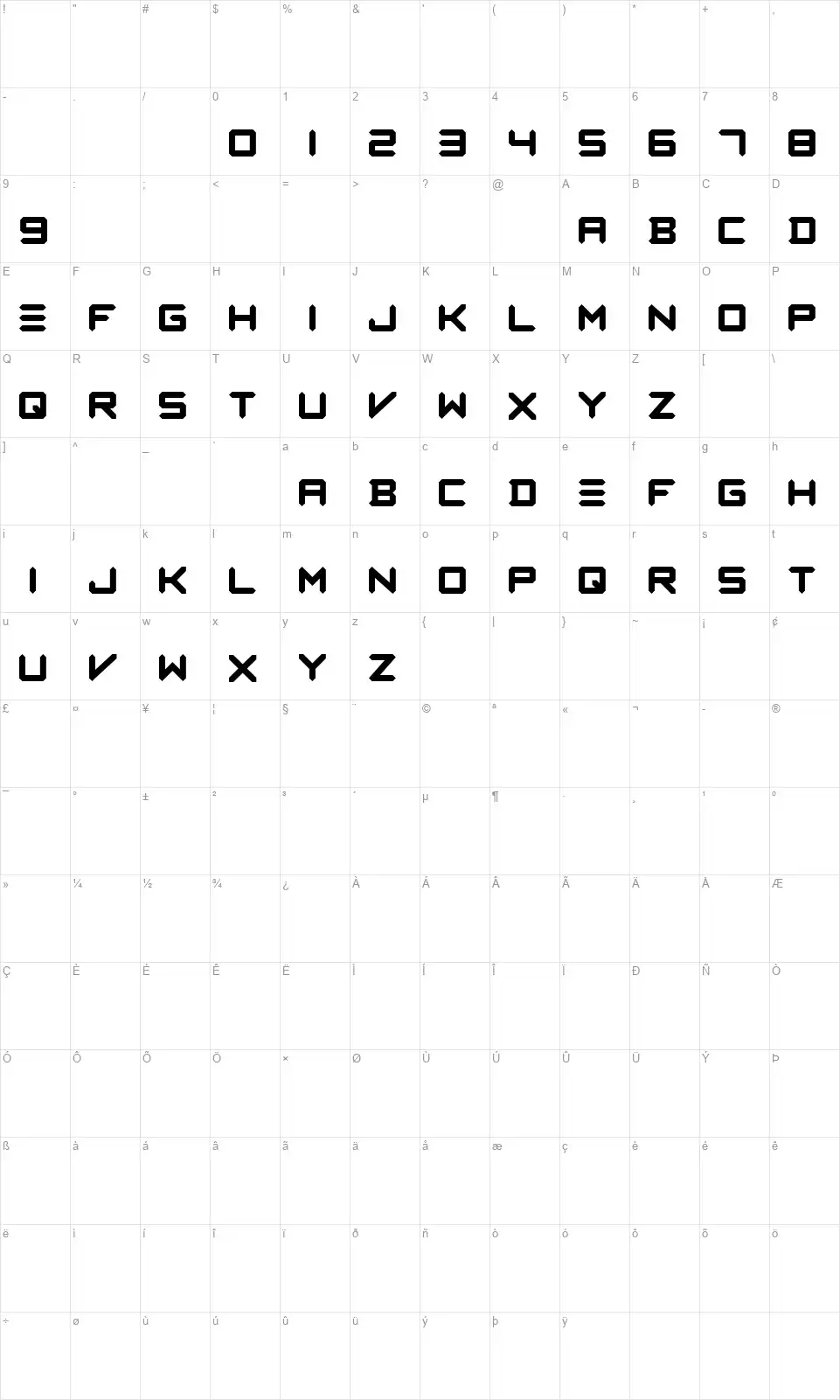 CEABfont character map