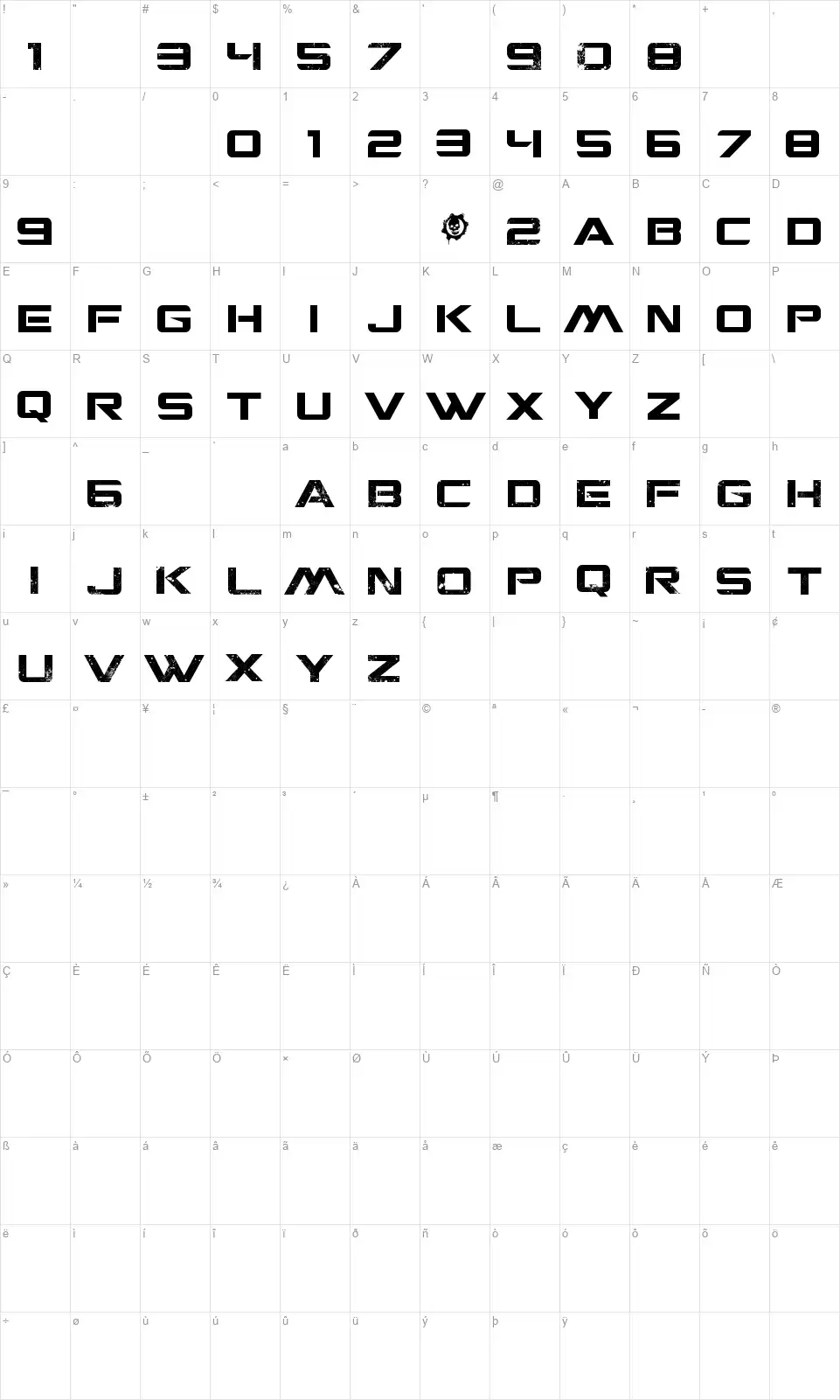 CGM Locust Resistancefont character map