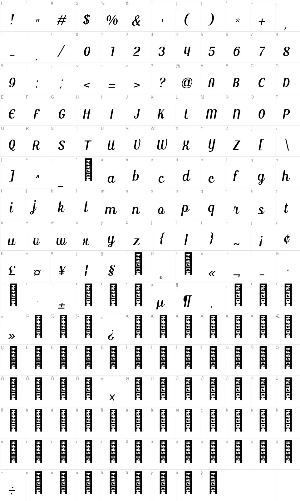Cimory Lovefont character map