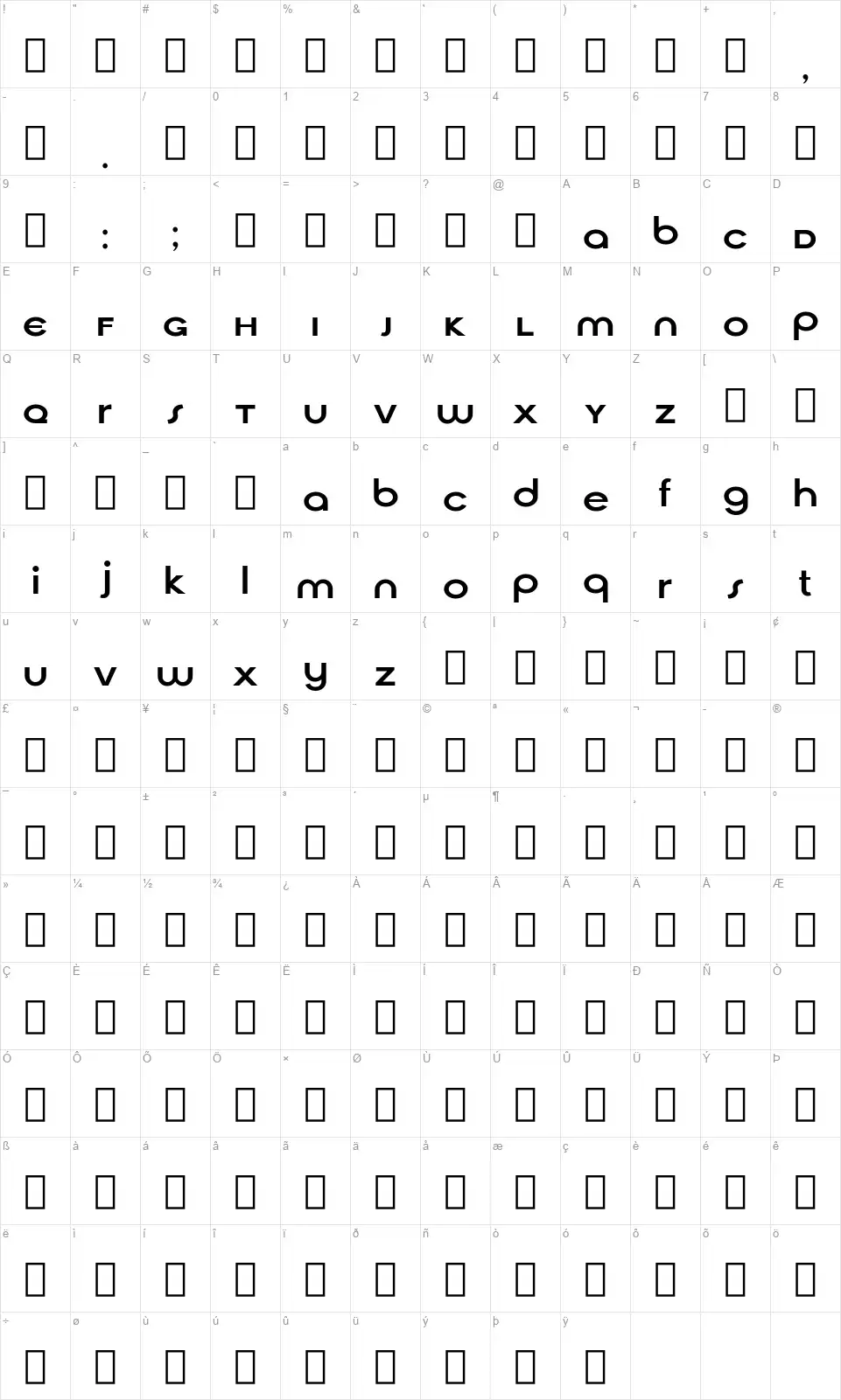 Cirquafont character map