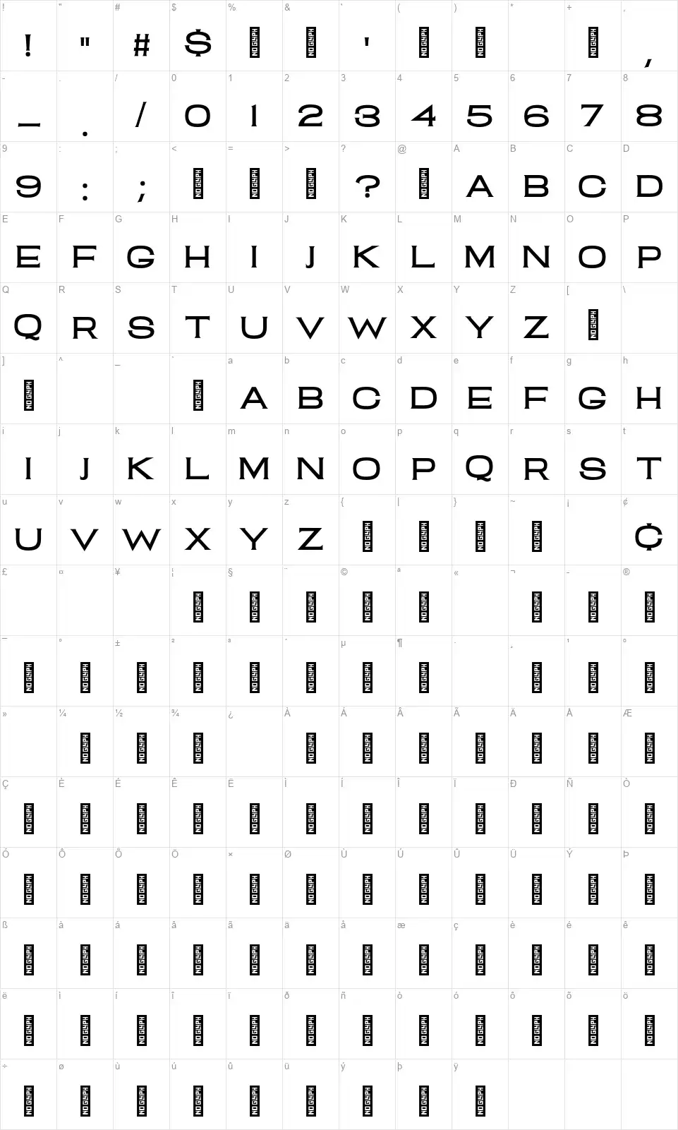 Clam Shackfont character map