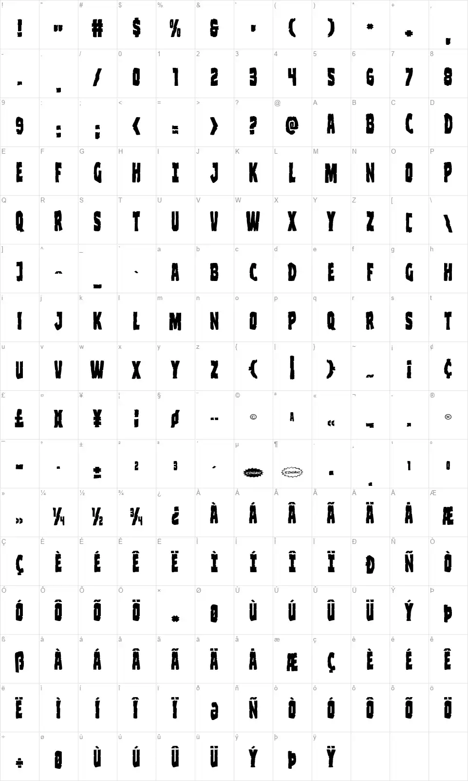 Clubber Langfont character map