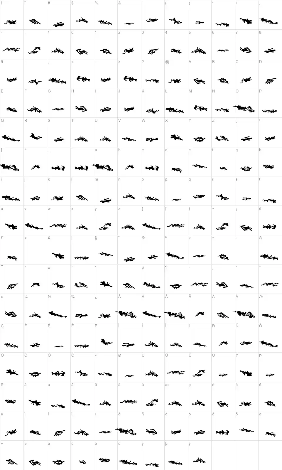 Combofont character map