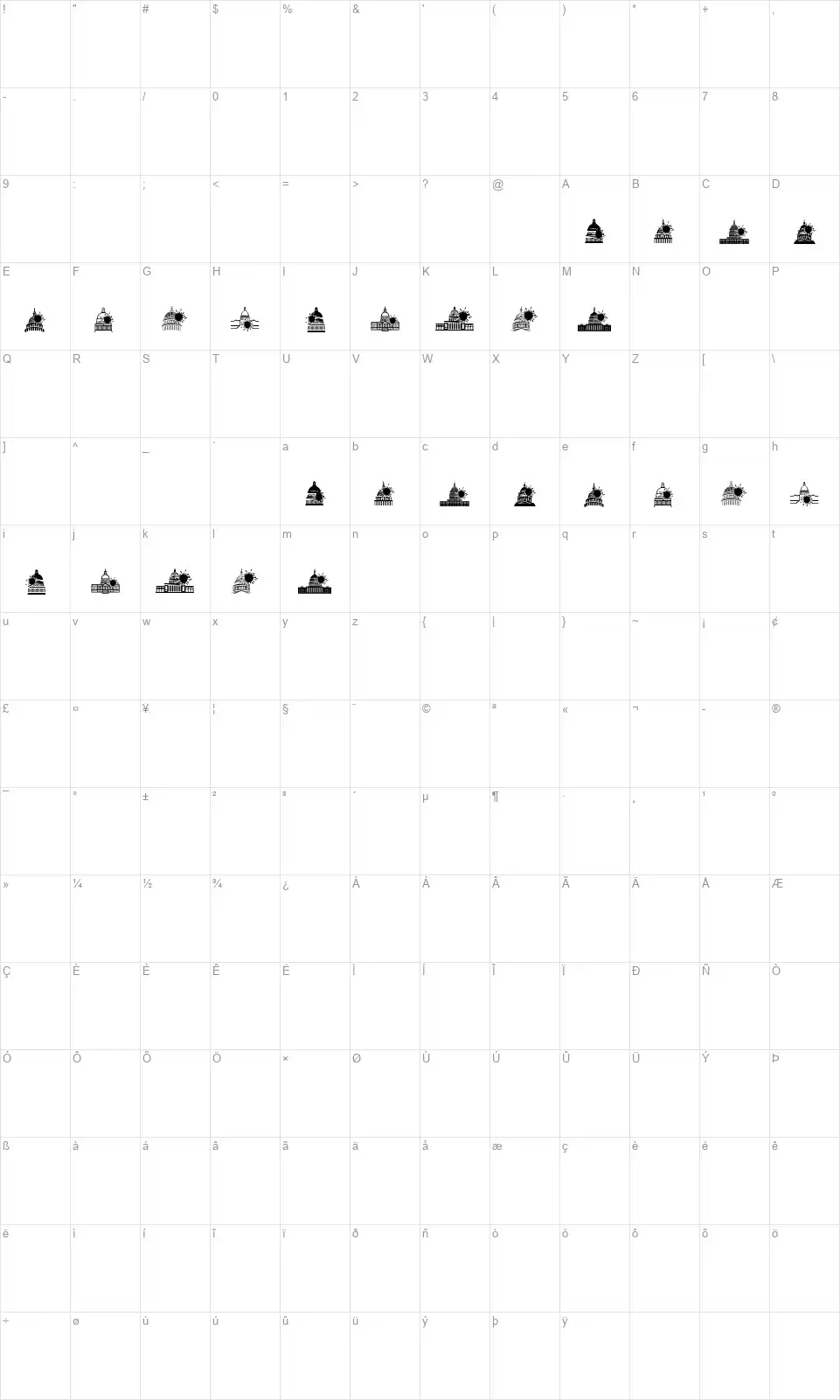 Congressfont character map