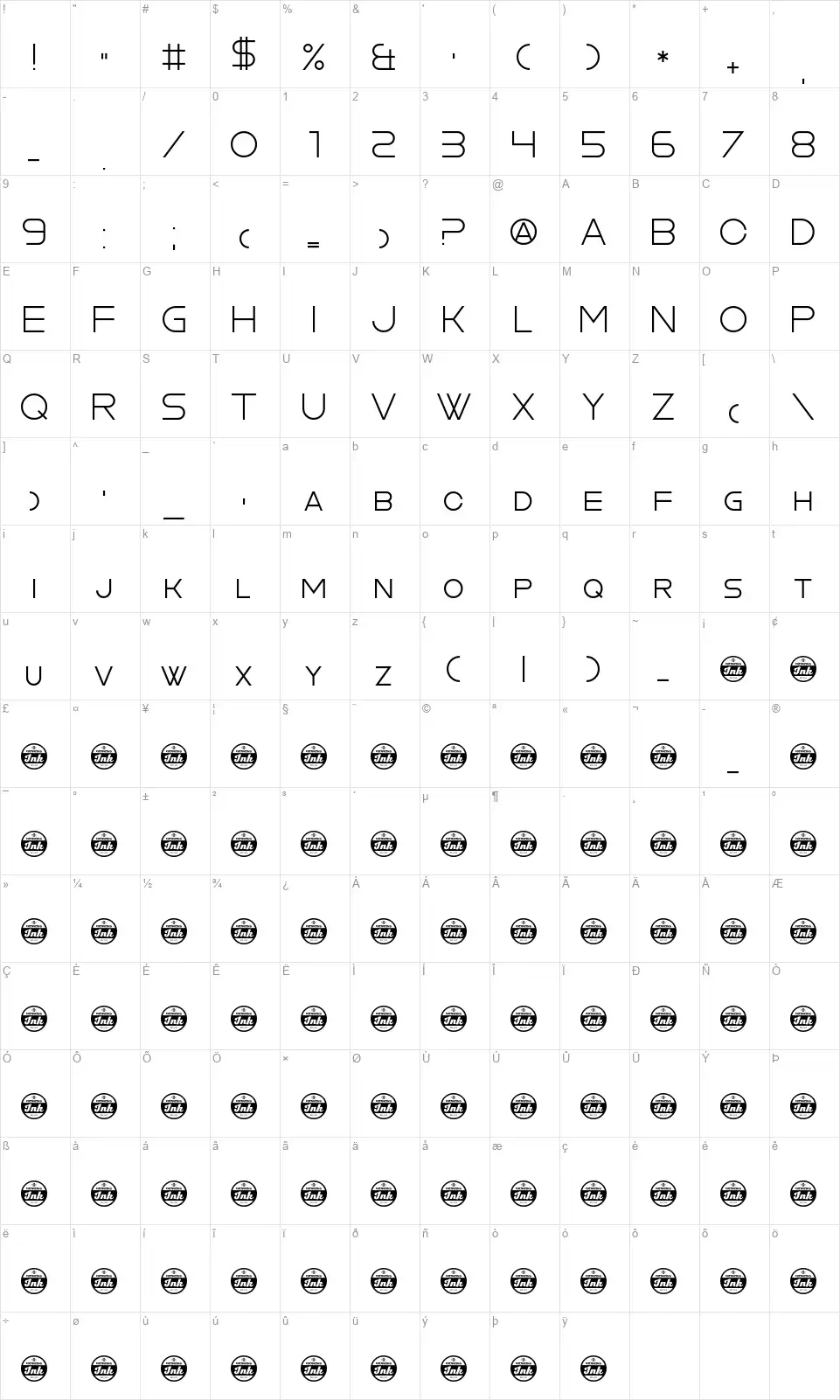 Cookie Cutter Culturefont character map
