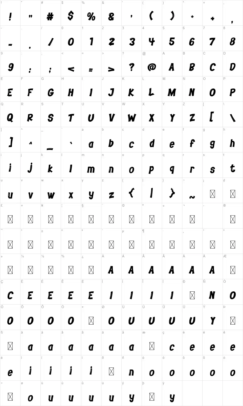 Cow Mixfont character map