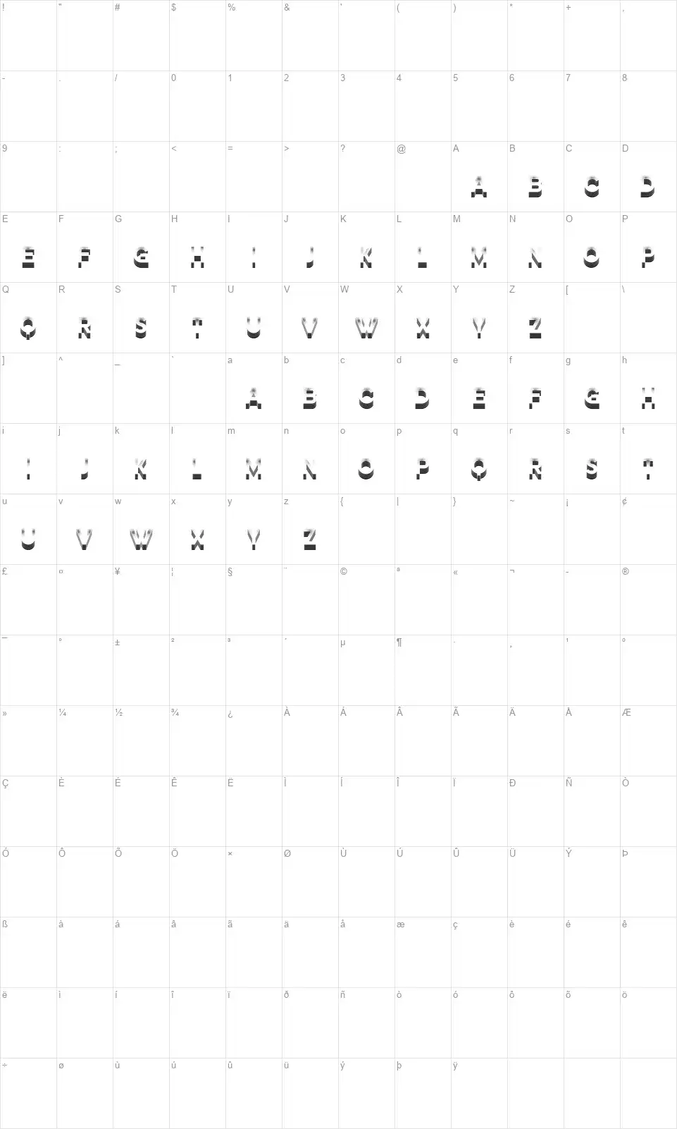 Cyber Expertfont character map