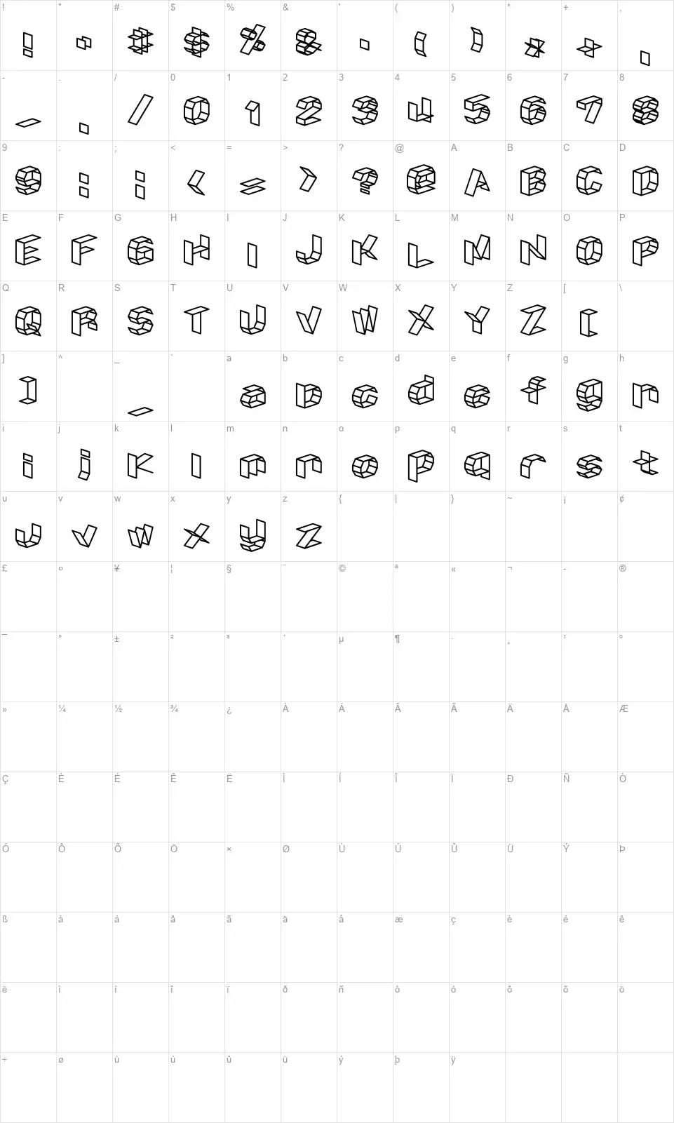 D3 Craftismfont character map