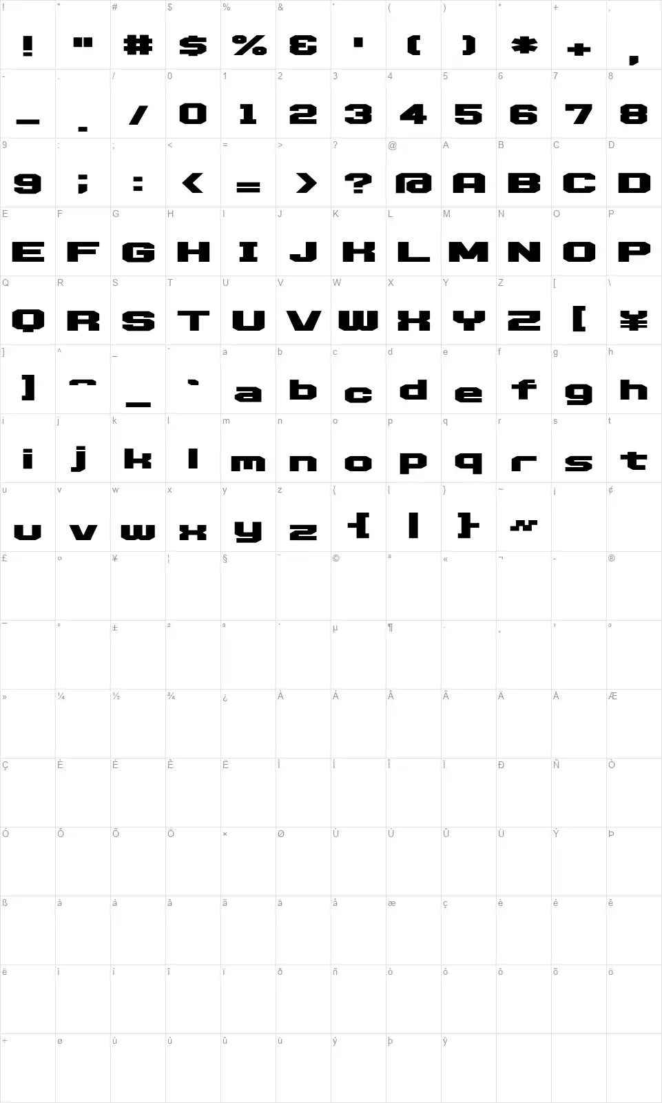 D3 Egoistismfont character map