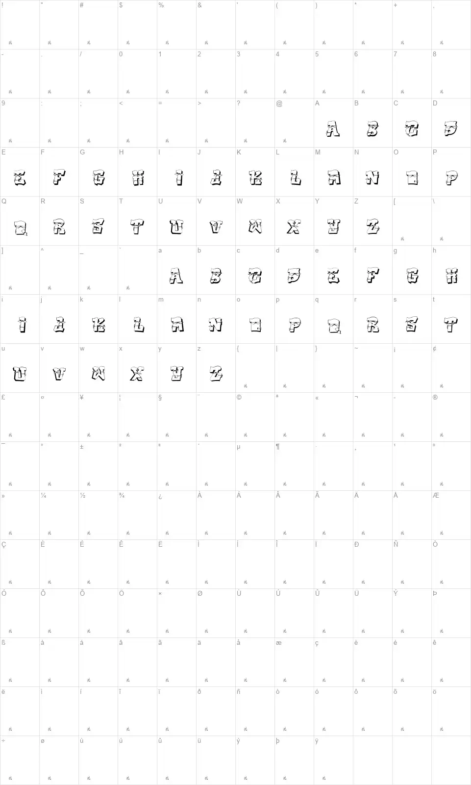 Dak Fontfont character map