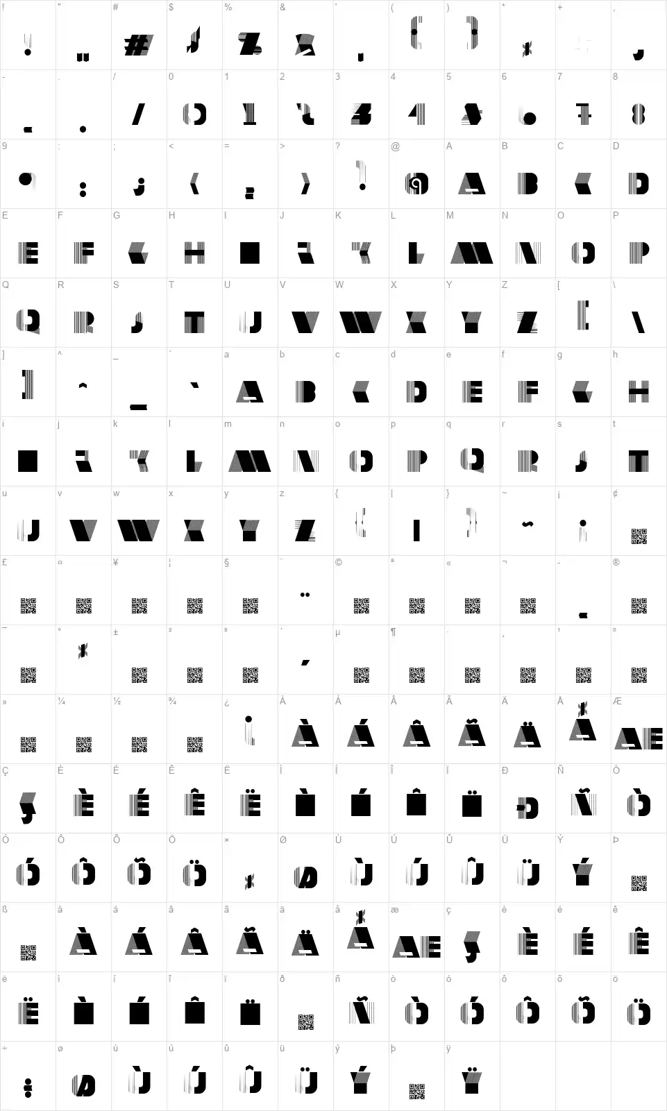 DecoRatedfont character map