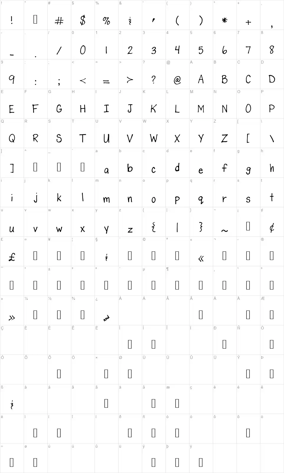 DespainGang Karmelle 37font character map