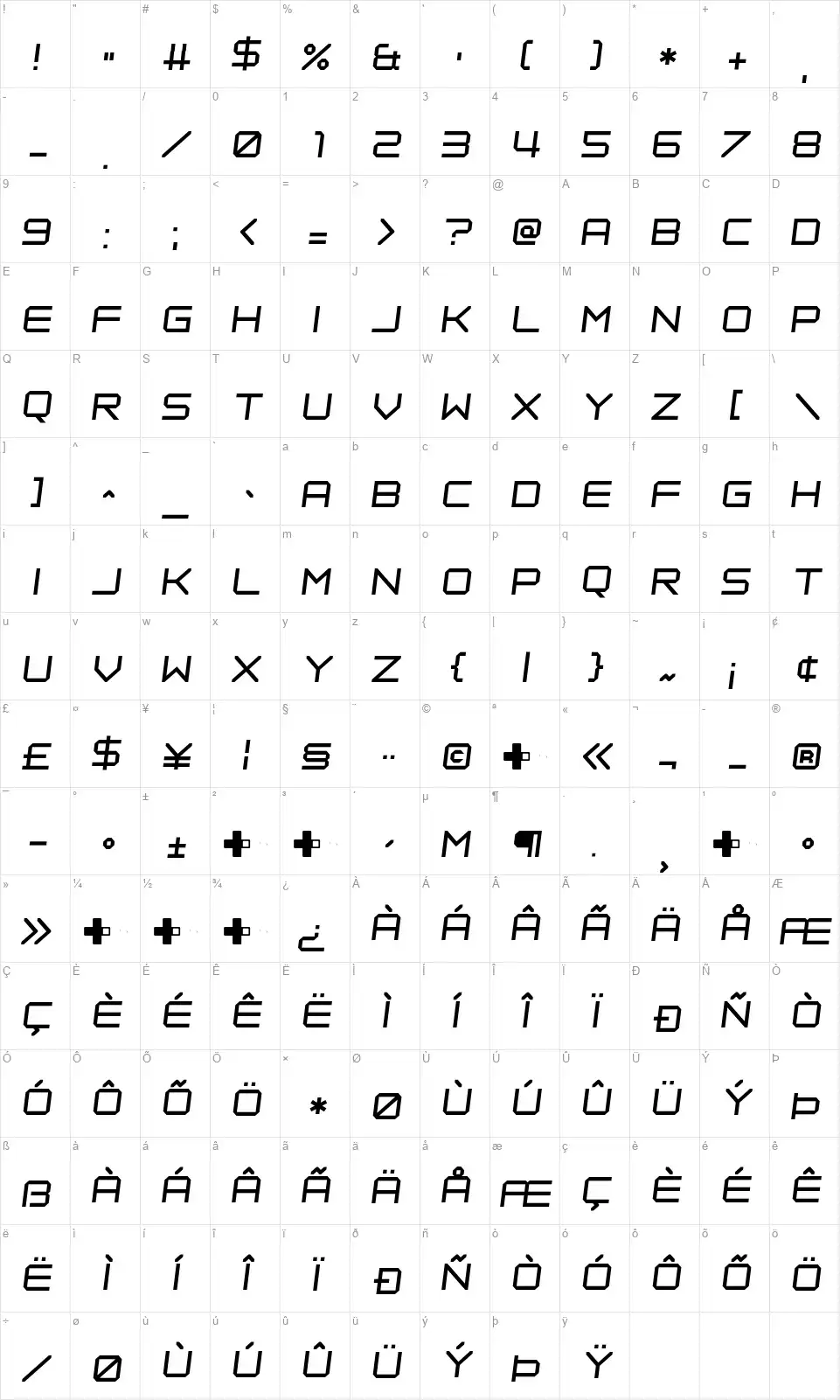 Despair Timefont character map
