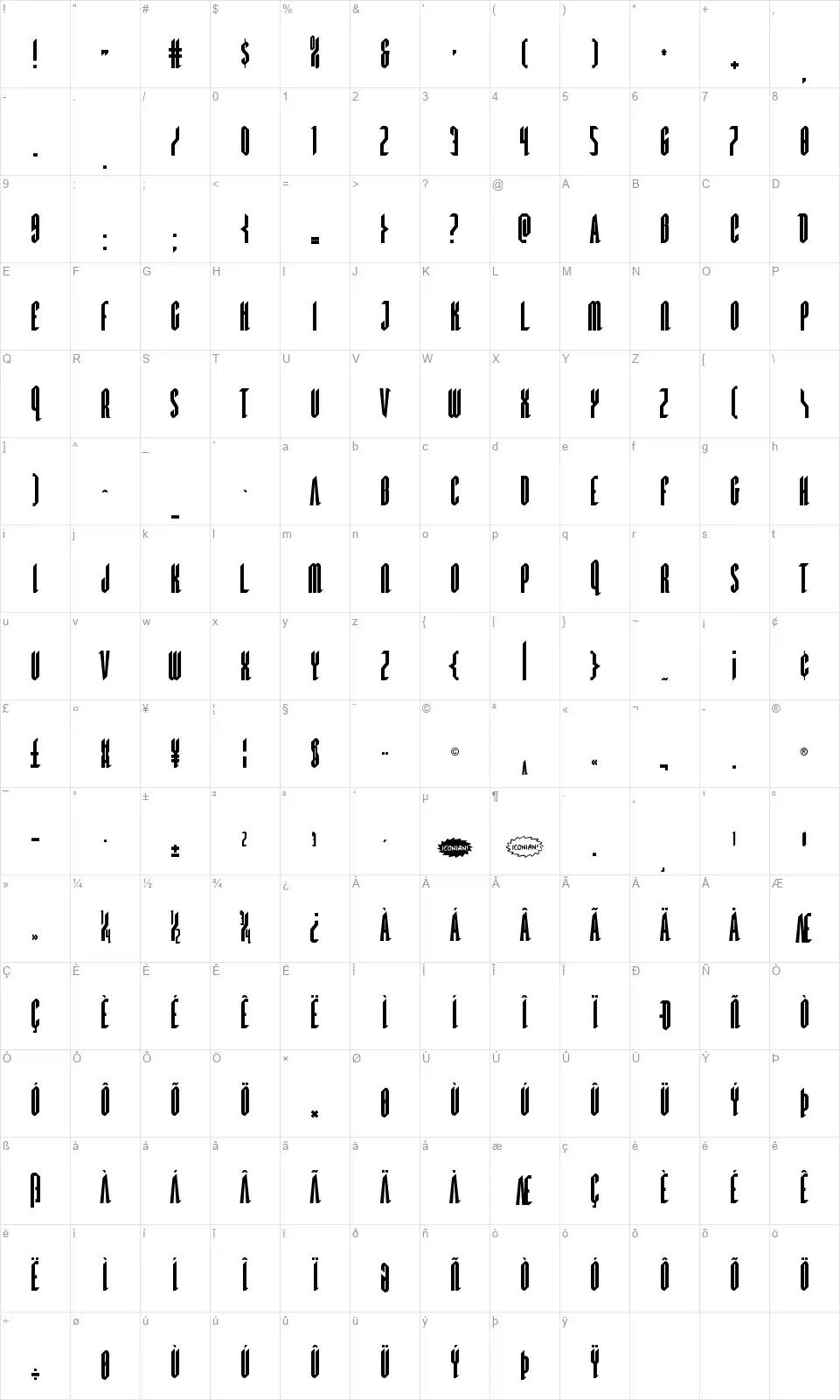 Devil Summonerfont character map