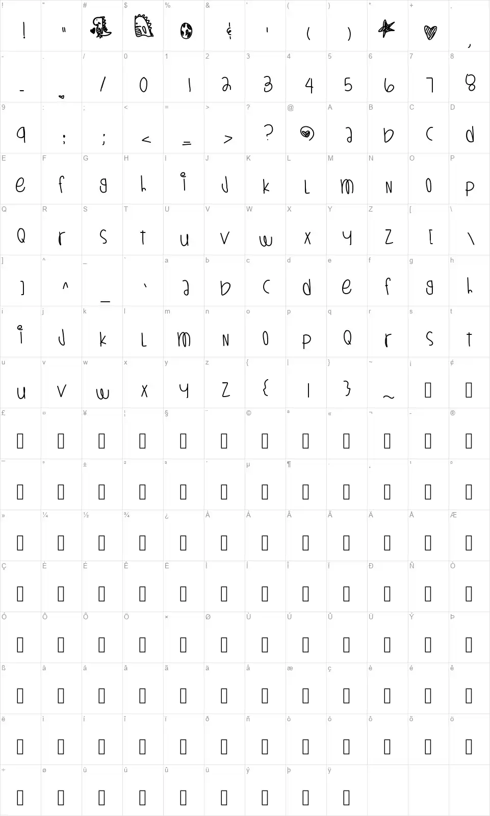 Dinosaurs Are Alivefont character map