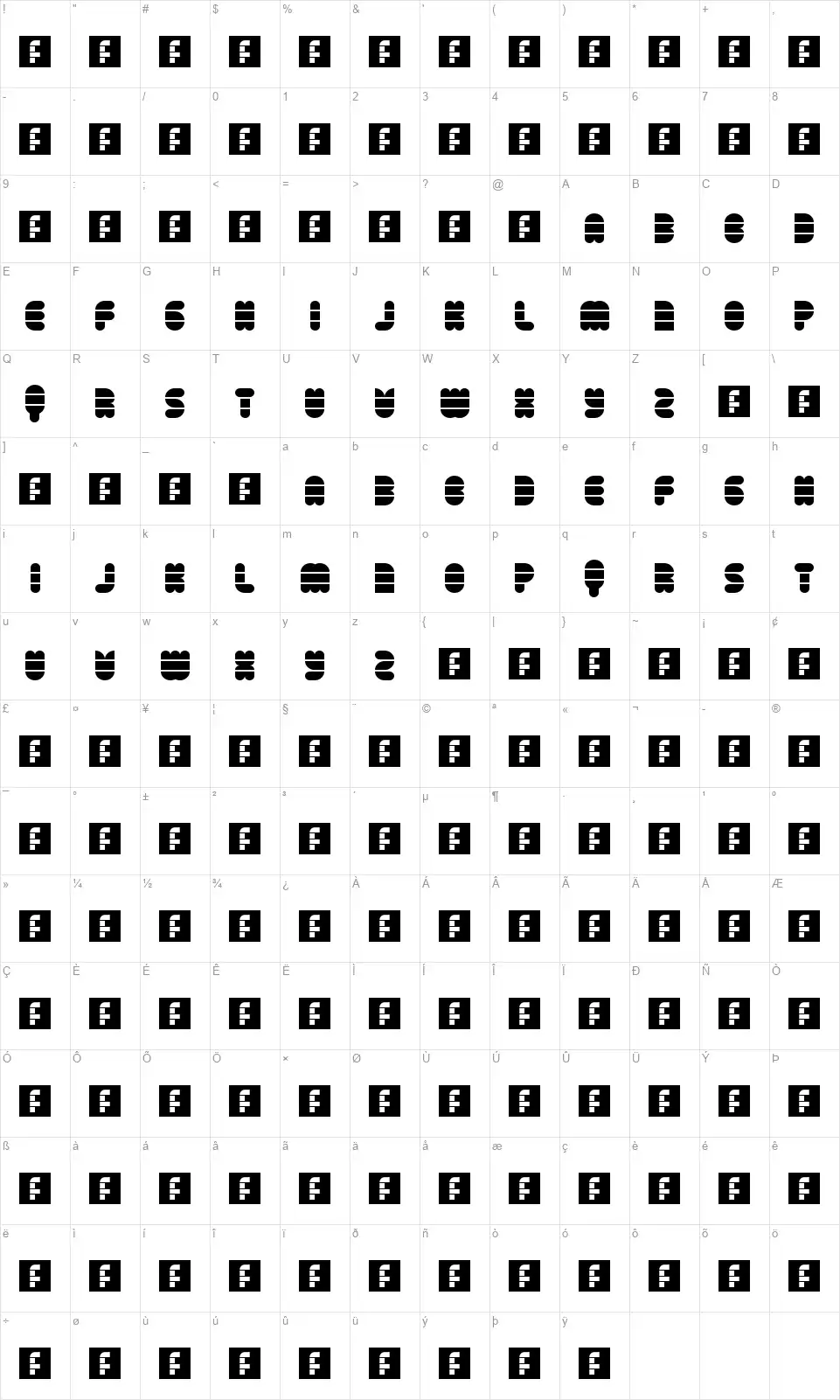 Disco Flowfont character map