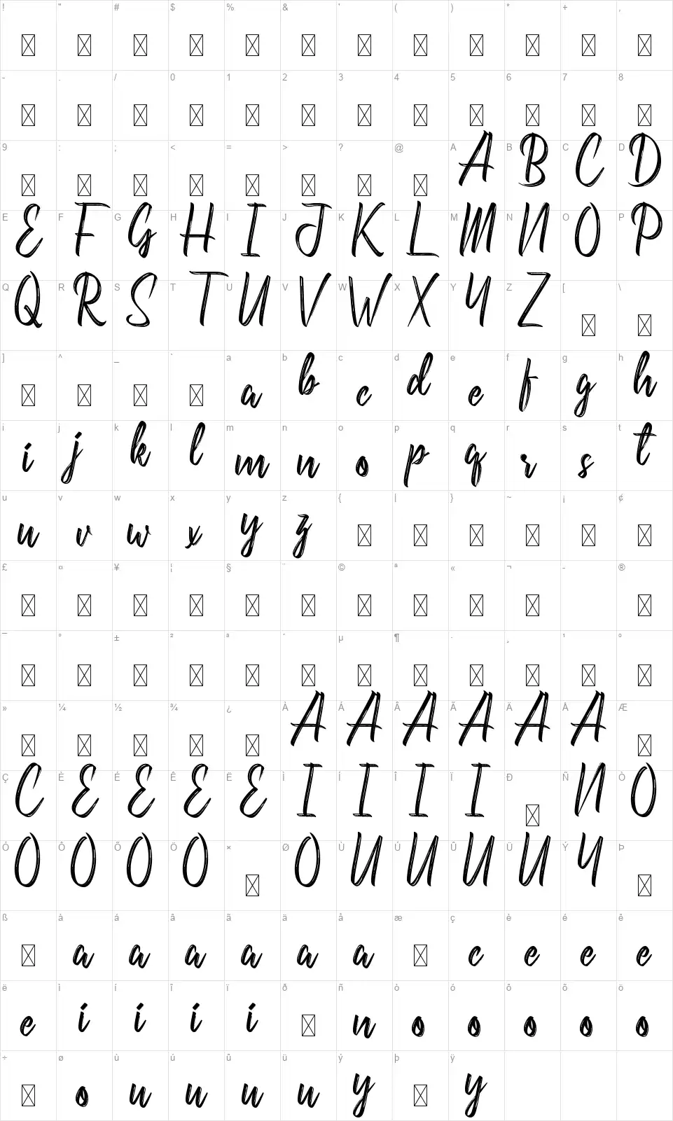 Disgracefullfont character map