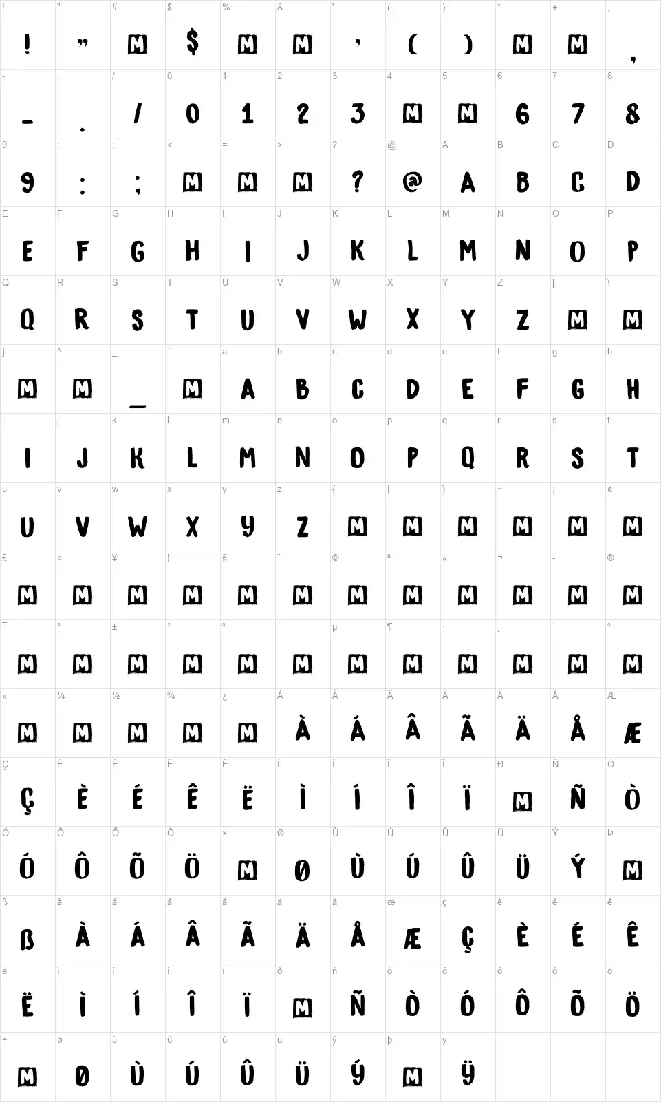 DK Bygonefont character map