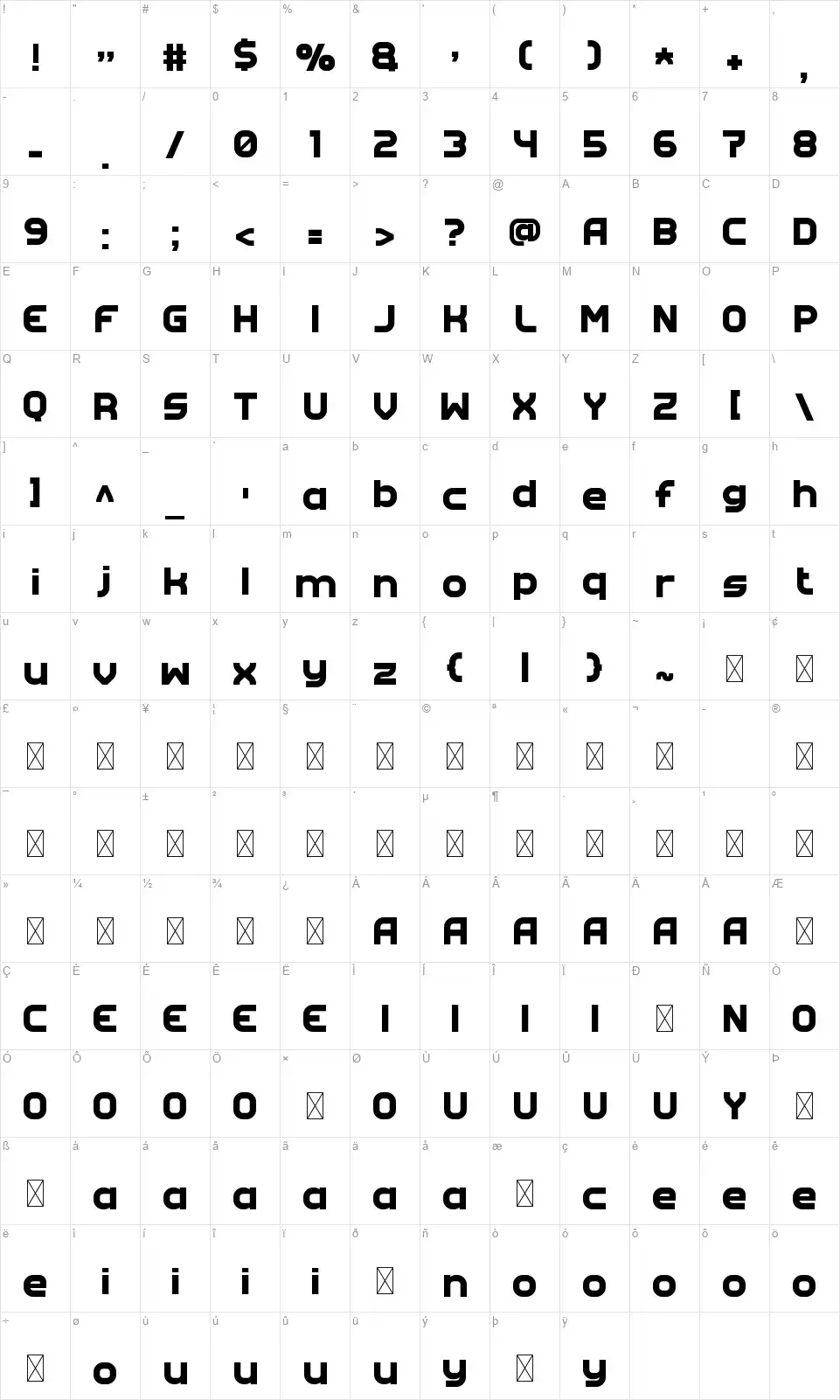 Doit Карта Doitfont character map
