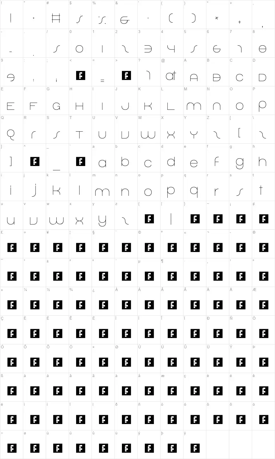 Dolphin Sansfont character map
