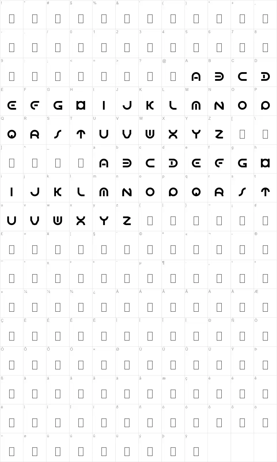 Dome Circlefont character map