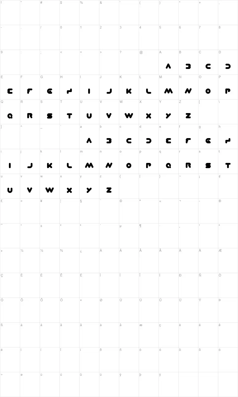 Dominiquefont character map